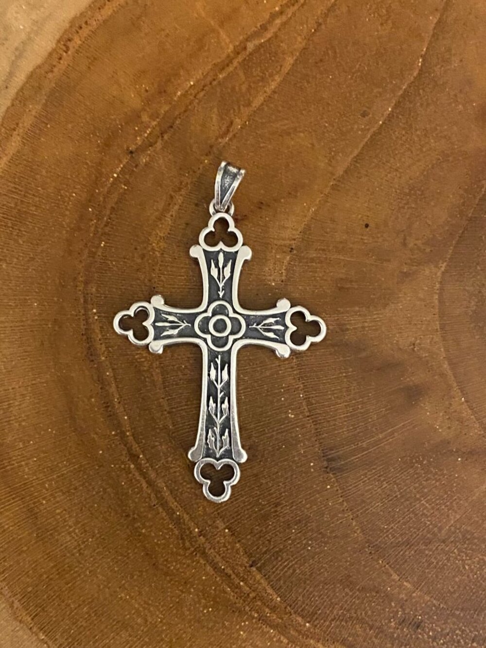 RETIRED James Avery Ornate Budded Cross Pendant, Sterling Silver